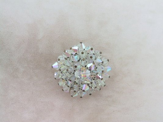 ヴィンテージ オーロラ加工ガラス ブローチの画像