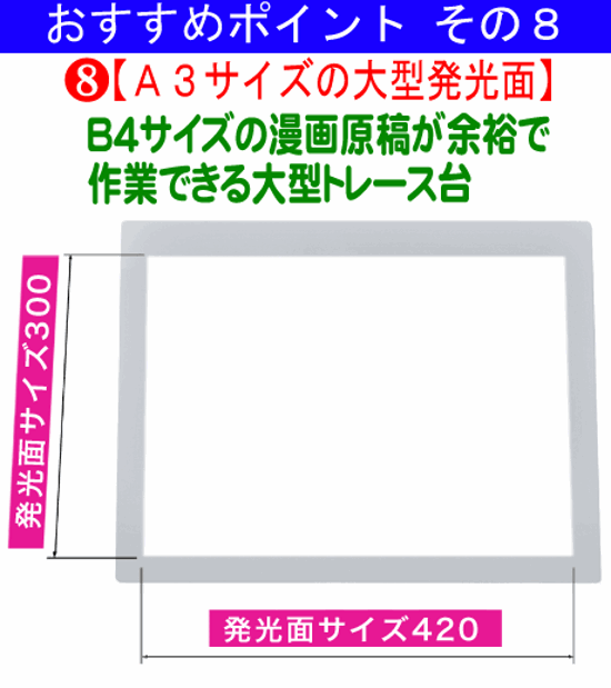 国産LED&国内組立「側面スイッチで誤動作防止」A3うす型トレース台　高演色 「保護カバー&電池ボックス付」NEW LEDトレーサーA3(N330A-05)画像