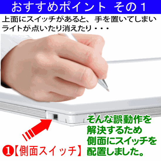 国産LED&国内組立「側面スイッチで誤動作防止」A3うす型トレース台　高演色 「保護カバー&電池ボックス付」NEW LEDトレーサーA3(N330A-05)画像