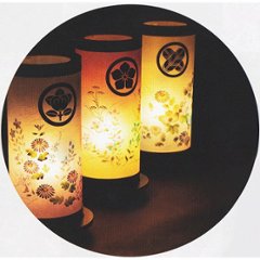 回転灯　扇面桔梗 11号　家紋やメッセージ入れ可　手描き絵画像