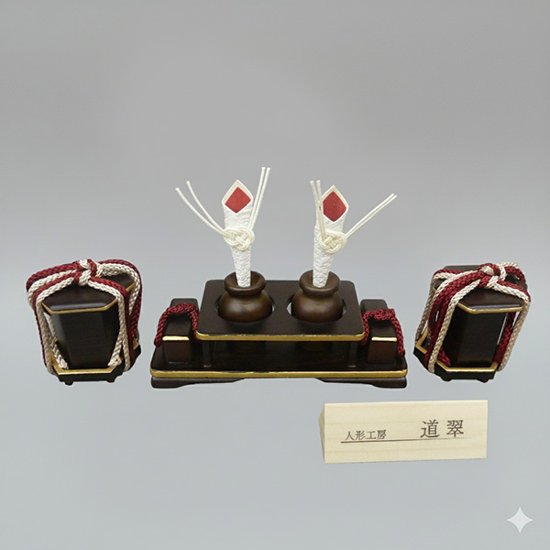 平安道翠作 大芥子 親王 越前和紙灰梅屏風平飾り画像