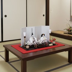 平安道翠作 大芥子 親王 越前和紙灰梅屏風平飾り画像