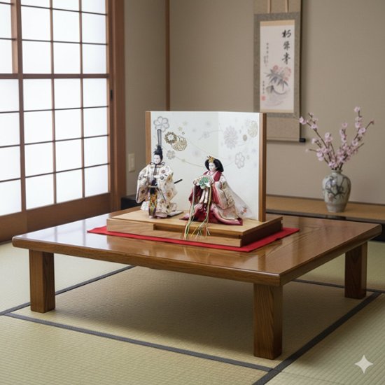 古都の雅を現代に伝える 京十一番 西陣織金襴着付け立雛飾り画像