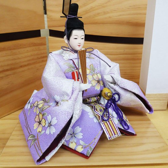 嘉祥作 小三五金彩衣裳着親王 白木造り平飾り 画像