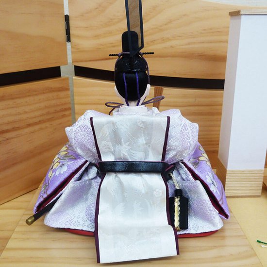 嘉祥作 小三五金彩衣裳着親王 白木造り平飾り 画像