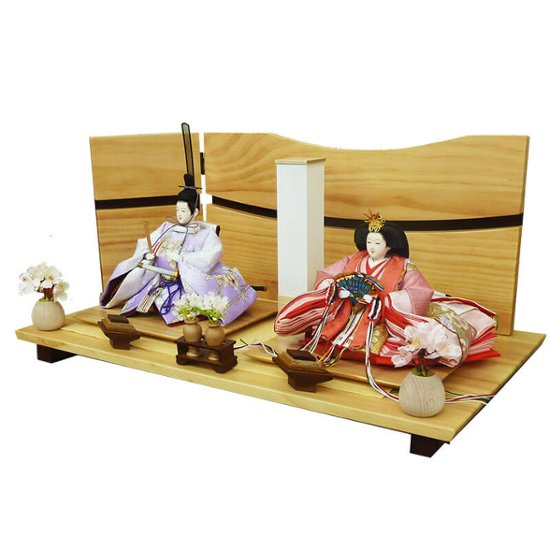 嘉祥作 小三五金彩衣裳着親王 白木造り平飾り 画像