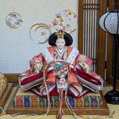 平安豊久作 小三五親王飾り 木目刺繍屏風 おしゃれ モダン画像