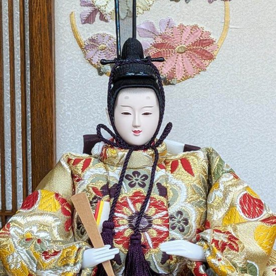 平安豊久作 小三五親王飾り 木目刺繍屏風 おしゃれ モダン画像