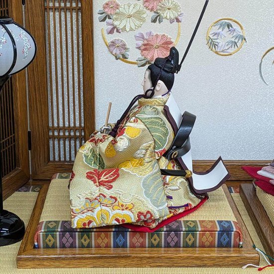 平安豊久作 小三五親王飾り 木目刺繍屏風 おしゃれ モダン画像