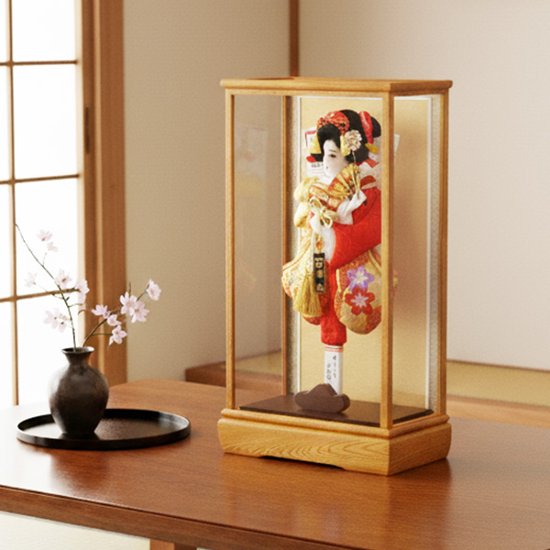 13号正絹刺繍振袖羽子板欅塗ケース飾画像