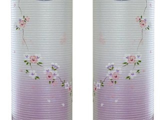 絹張り　桜調　枝垂れ桜対柄二重住吉提灯　家紋入り　1対画像