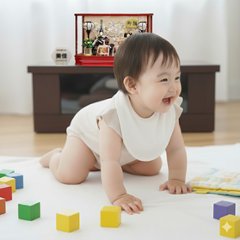 藤秀作　芥子親王　赤塗り六角ケース飾りの画像