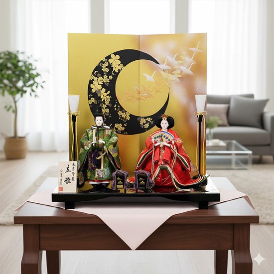 平安道翠作　正絹美月立雛　親王飾り画像