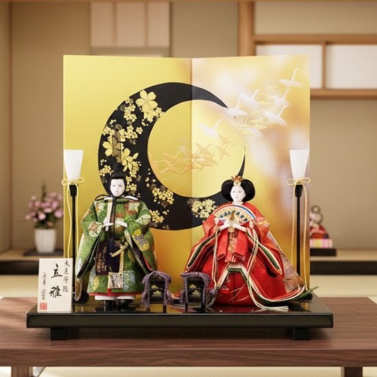 平安道翠作　正絹美月立雛　親王飾り画像