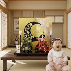 平安道翠作　正絹美月立雛　親王飾り画像