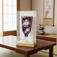 9号つまみ細工羽子板 舞桜 無垢アクリルケース飾りの画像