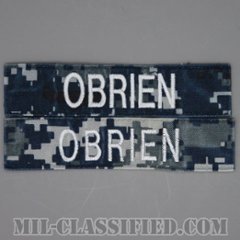 OBRIEN [NWU Type1/シルバー刺繍/海軍ネームテープ/生地テープパッチ/中古1点物（2枚セット）]の画像