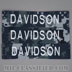 DAVIDSON [NWU Type1/シルバー刺繍/海軍ネームテープ/生地テープパッチ/中古1点物（3枚セット）]の画像