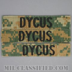 DYCUS [MARPAT/ウッドランド/海兵隊ネームテープ/生地テープパッチ/中古1点物（3枚セット）]の画像