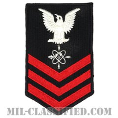 一等兵曹 データシステム技術者（Data Systems Technician (DS)）[ネイビーブルー（レッド）/Male（男性用）/腕章（Rating Badge）階級章/全面刺繍タイプ]の画像