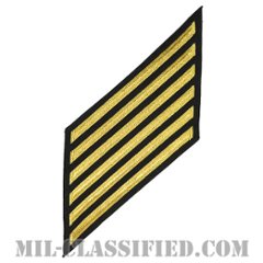 年功章 6連(勤続24年)（Service Stripe, Hash Mark）[ネイビーブルー（ゴールド）/海軍サービスストライプ（ハッシュマーク）/男性用（E7-E9 CPO）/パッチ]の画像