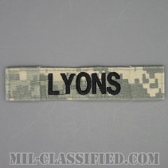 LYONS [UCP（ACU）/ブラック刺繍/ネームテープ/ベルクロ付パッチ/中古1点物]の画像
