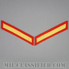 年功章 1連(勤続4年)（Service Stripe, Hash Mark）[ゴールド・レッド/海兵隊サービスストライプ（ハッシュマーク）/Large（男性用）/パッチ/ペア（2枚1組）中古1点物]の画像