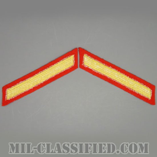 年功章 1連(勤続4年)（Service Stripe, Hash Mark）[ゴールド・レッド/海兵隊サービスストライプ（ハッシュマーク）/Large（男性用）/パッチ/ペア（2枚1組）中古1点物]画像
