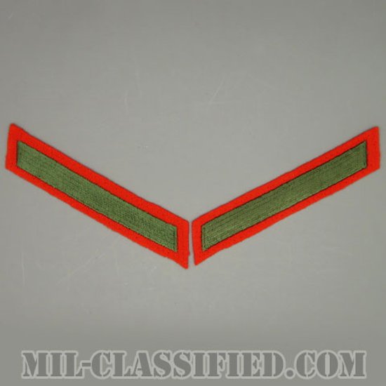 年功章 1連(勤続4年)（Service Stripe, Hash Mark）[グリーン・レッド/海兵隊サービスストライプ（ハッシュマーク）/Large（男性用）/パッチ/ペア（2枚1組）中古1点物]画像