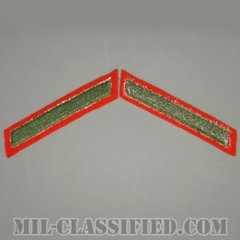年功章 1連(勤続4年)（Service Stripe, Hash Mark）[グリーン・レッド/海兵隊サービスストライプ（ハッシュマーク）/Large（男性用）/パッチ/ペア（2枚1組）中古1点物]画像
