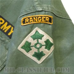 米軍 OG-107 コットン ユーティリティシャツ 1stタイプ フルパッチ（第4歩兵師団/レンジャータブ） [中古1点物]画像