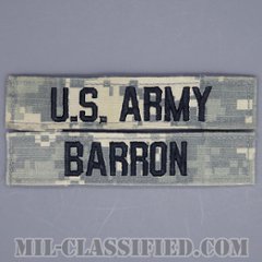 U.S.ARMY / BARRON [UCP（ACU）/ブラック刺繍/ネームテープ/ベルクロ付パッチ/中古1点物（2枚セット）]の画像