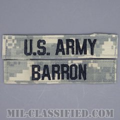 U.S.ARMY / BARRON [UCP（ACU）/ブラック刺繍/ネームテープ/ベルクロ付パッチ/中古1点物（2枚セット）]の画像