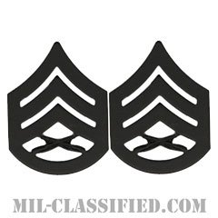 二等軍曹（Staff Sergeant (SSgt)）[サブデュード（ブラックメタル）/海兵隊階級章/バッジ/ペア（2個1組）]の画像