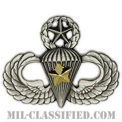 戦闘空挺章 (マスター) 降下5回（Combat Parachutist Badge, Master, Five Jump）[カラー/燻し銀/バッジ]の画像