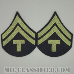 技術軍曹 (T/5)（Technician 5th Grade）[ウール・フェルト生地刺繍タイプ/階級章（1942-1948）/パッチ/ペア（2枚1組）/1点物]の画像