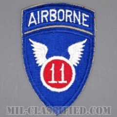 第11空挺師団（11th Airborne Division）[カラー/カットエッジ/パッチ/エアボーンタブ付ワンピースタイプ/1点物]の画像