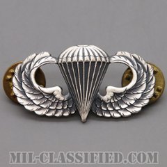 空挺章 (ベーシック)（Parachutist Badge, Basic）[カラー/1960s/燻し銀（銀張り・Silver Filled）/バッジ/中古1点物]の画像