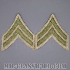 伍長（Corporal (CPL)）[ツイル生地刺繍タイプ/カーキ/カットエッジ/階級章（1942-1948）/パッチ/ペア2枚1組]の画像