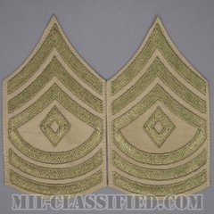 先任曹長（First Sergeant）[ツイル生地刺繍タイプ/カーキ/階級章（1942-1948）/パッチ/ペア2枚1組]の画像