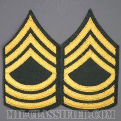 曹長（Master Sergeant (MSG)）[カラー（グリーン）/男性用/カットエッジ/階級章（1959-）/パッチ/中古1点物（ペア2枚1組）]の画像