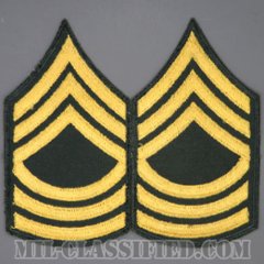 曹長（Master Sergeant (MSG)）[カラー（グリーン）/男性用/カットエッジ/階級章（1959-）/パッチ/中古1点物（ペア2枚1組）]の画像