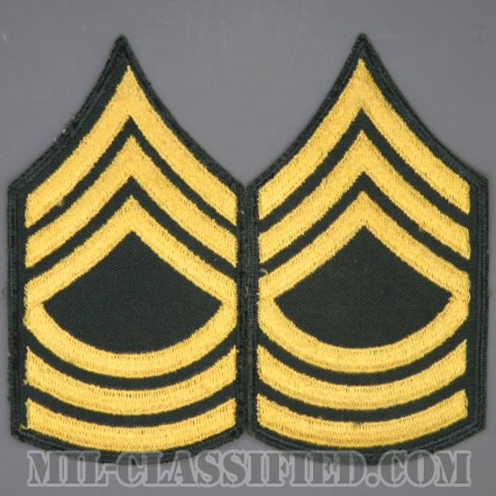 曹長（Master Sergeant (MSG)）[カラー（グリーン）/男性用/カットエッジ/階級章（1959-）/パッチ/中古1点物（ペア2枚1組）]画像
