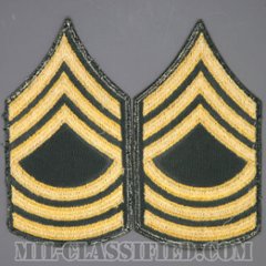 曹長（Master Sergeant (MSG)）[カラー（グリーン）/男性用/カットエッジ/階級章（1959-）/パッチ/中古1点物（ペア2枚1組）]画像