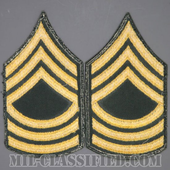 曹長（Master Sergeant (MSG)）[カラー（グリーン）/男性用/カットエッジ/階級章（1959-）/パッチ/中古1点物（ペア2枚1組）]画像