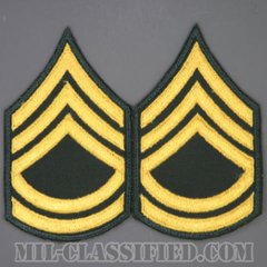 一等軍曹（Sergeant First Class (SFC)）[カラー（グリーン）/男性用/カットエッジ/階級章（1959-）/パッチ/中古1点物（ペア2枚1組）]の画像