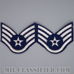 軍曹（Staff Sergeant）[カラー/フェルト生地刺繍タイプ/カットエッジ/空軍階級章/Large（男性用）/パッチ/ペア2枚1組]の画像