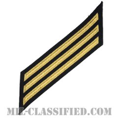 年功章 3連(勤続12年)（Service Stripe, Hash Mark）[ネイビーブルー（ゴールド）/海軍サービスストライプ（ハッシュマーク）/男性用（E7-E9 CPO）/パッチ]の画像