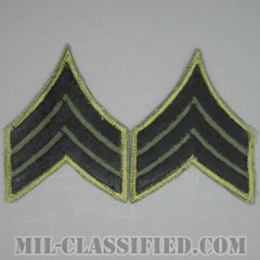 軍曹（Sergeant (SGT)）[サブデュード（カーキ縁）/カットエッジ/階級章/パッチ/ペア（2枚1組）/中古1点物]の画像