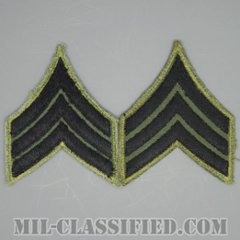 軍曹（Sergeant (SGT)）[サブデュード（カーキ縁）/カットエッジ/階級章/パッチ/ペア（2枚1組）/中古1点物]の画像